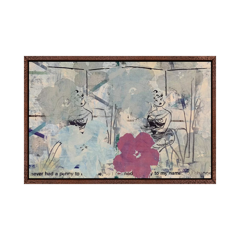 Flower Disaster with Playboy Cartoon 1 Piece Wall Art on Canvas, 45.72cm H x 66.04cm W x 3.81cm D, Classic Brown Wood Framed
