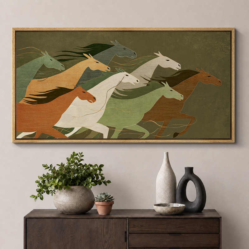 Reproduction d'art moderne sur toile encadrée, H 30 po x l 60 po, Naturel