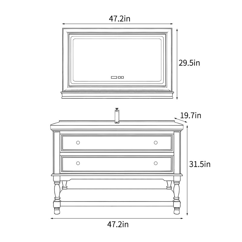 Meuble-lavabo de style américain de luxe rétro