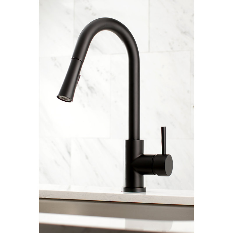 Kingston Brass Concord Single-Handle Pull-Down Kitchen Faucet, Matte Black