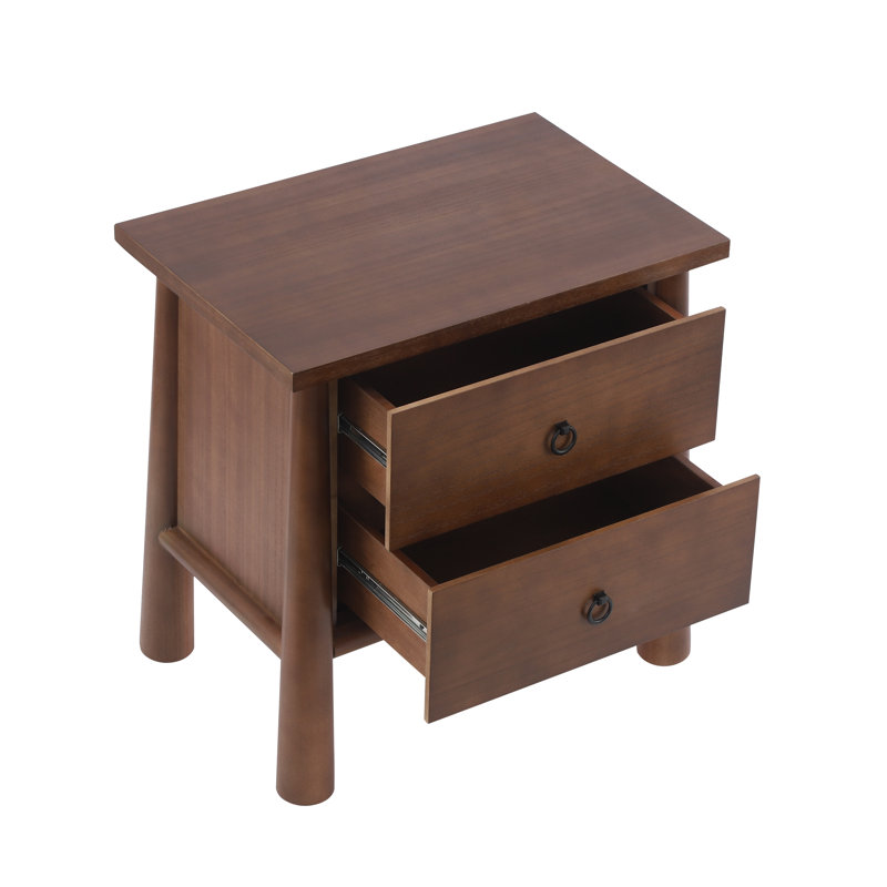 Table de chevet 2 tiroirs Haidi, Brun