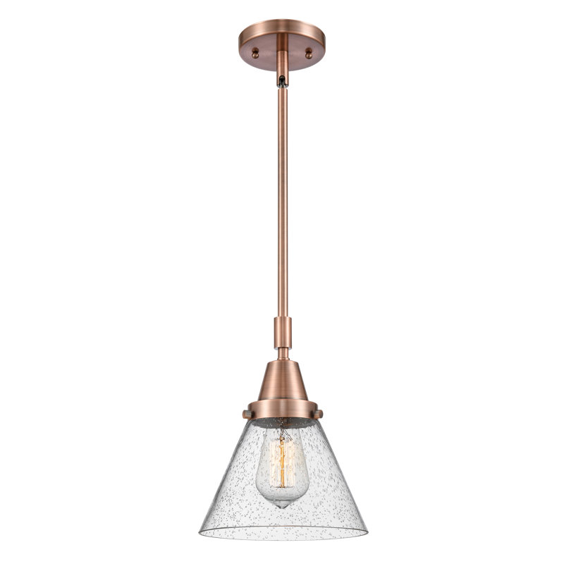 Luminaire suspendu conique à 1 lumière Aleaha, H 44,12 po x l 8 po x P 8 po, DEL, Cuivre antique