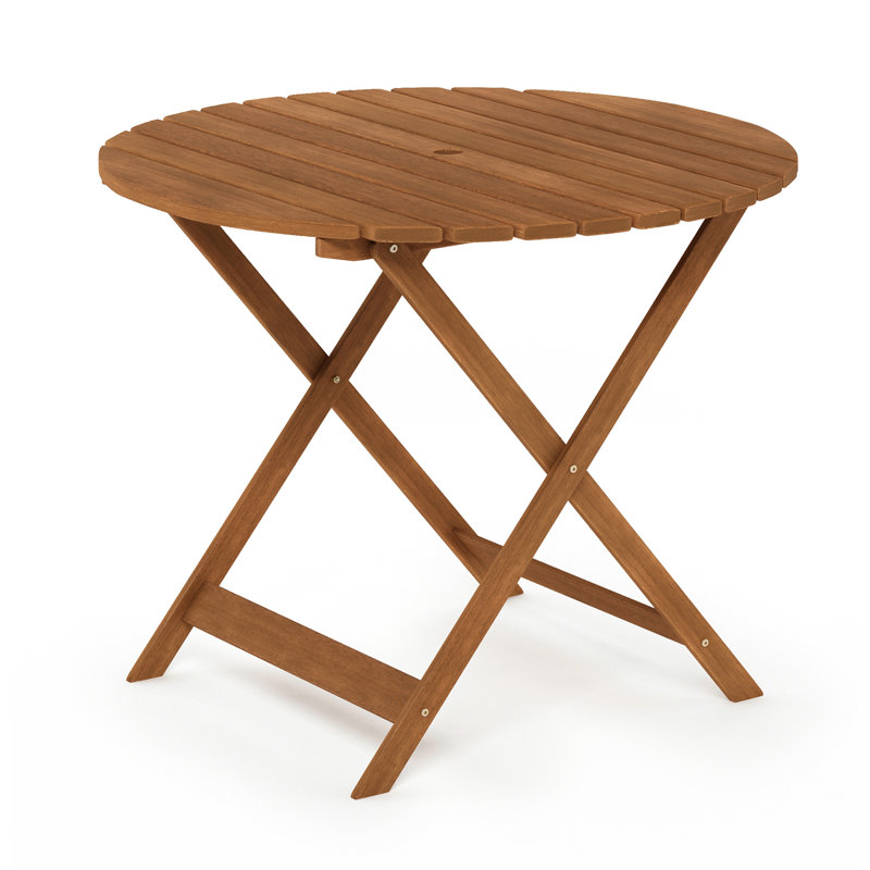 Round Folding Outdoor Bistro Table With Umbrella Hole , 89.9cm cm W 89.9cm cm D
