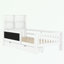 Lit plateforme simple avec tableau noir, tiroirs de rangement et tablettes-119371819