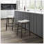 Élégant tabouret de comptoir rembourré avec structure en bois massif et finition gris foncé, parfait pour la cuisine moderne-76202856