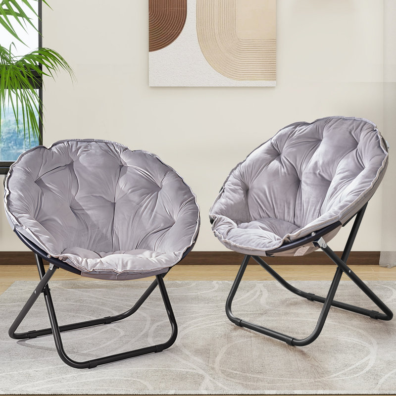 Ensemble de 2 chaises pliantes en fausse fourrure Sima, Gris