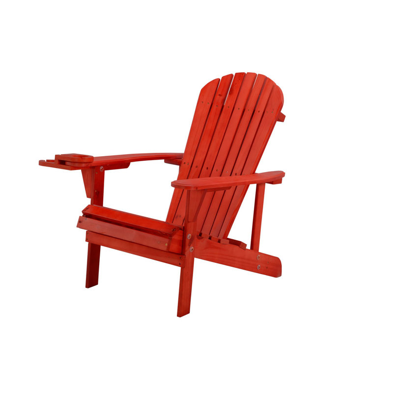 Chaise Adirondack en bois massif Apsana, Rouge