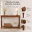 Console rustique de 50 po avec tablette de rangement, table d'entrée étroite en bois massif avec pieds tournés, canapé traditionnel derrière le canapé pour le couloir et le salon, brun noyer