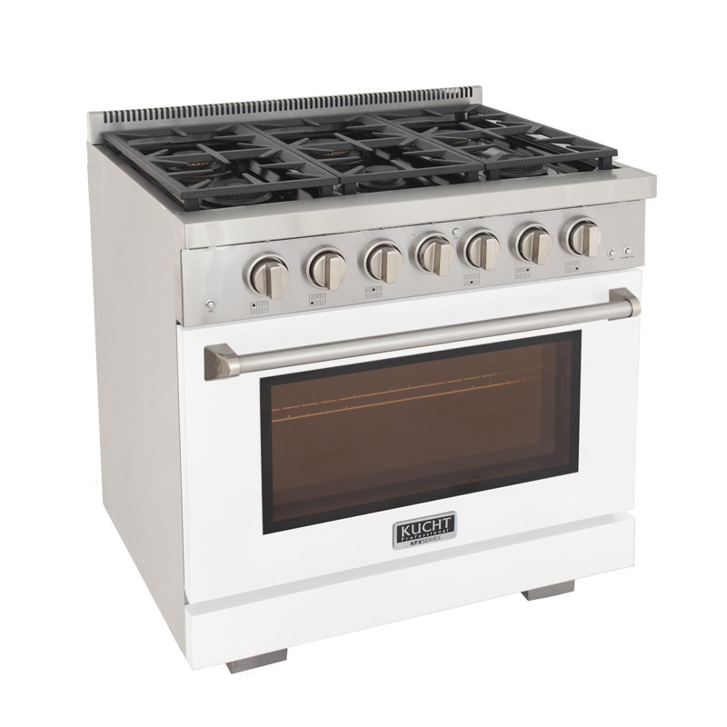 36 po 5,2 pieds cubes Pi. Cuisinière à gaz autoportante, Gaz naturel, Blanc