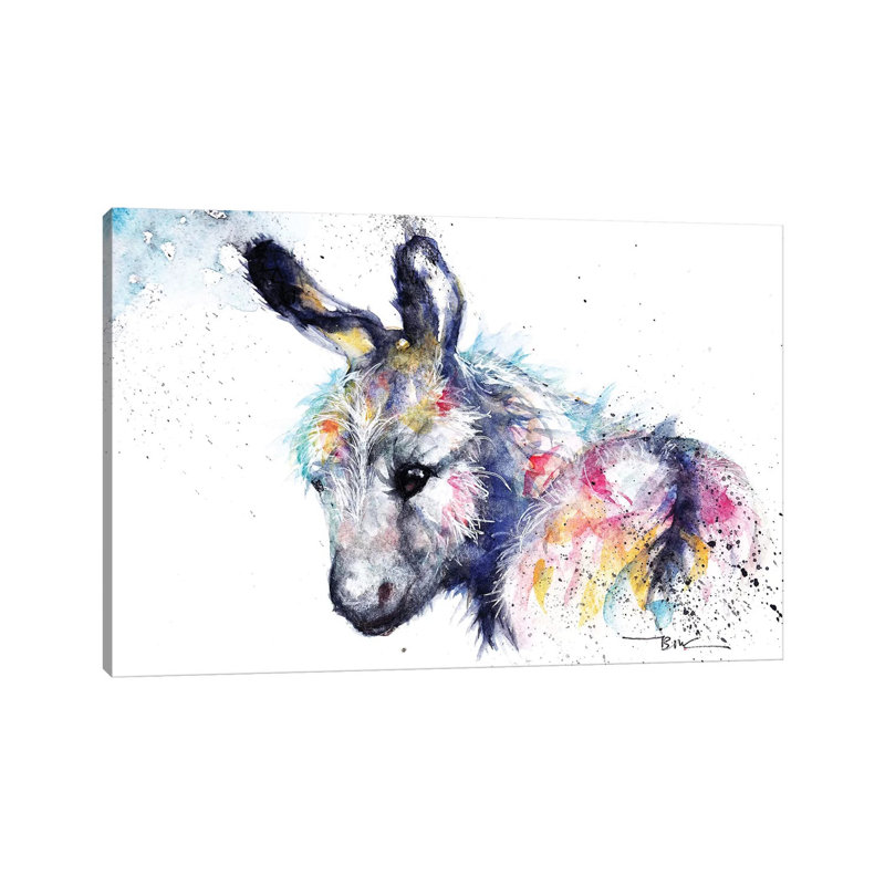 Donkey by BebesArts - Painting on Canvas, Wrapped Canvas, 30.48 cm H x 45.72 cm W