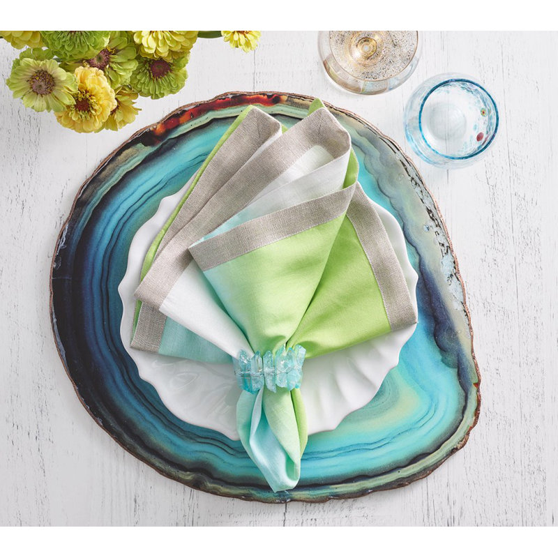 Dip Dye Linen Napkin, Blue/Green