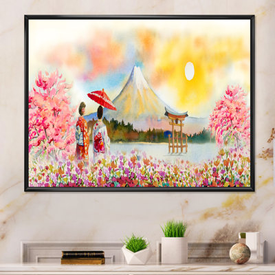 Célèbre points de repère du Japon - reproduction sur toile avec cadre flottant