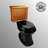 Low Tank Toilet with Light Oak Flat Panel Tank Elongated Black Bowl-122467502