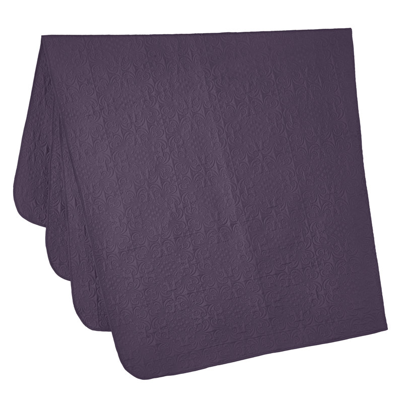 Luca 3-Piece Lightweight Microfiber Oversized Bedspread Set, Queen Coverlet/Bedspread + 2 Standard Shams, Purple
