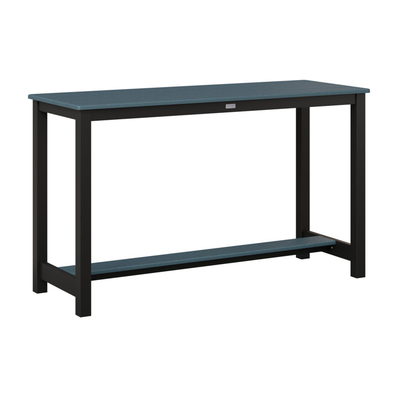 Balcony Outdoor Rectangle Bar Table, Slate, Matte Black, 35.5" H x 60" W x 22" D