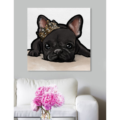«Dogs and Puppies», Royal Frenchie Gray, impression sur toile tendue