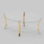 Table basse 43,3 po moderne en verre ovale avec pieds en métal, verre trempé transparent, rangement à double couche de verre-1369793923