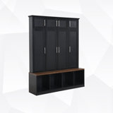 75"H Hall Tree with Open Storage,3-in-1 Hall Tree with Bench