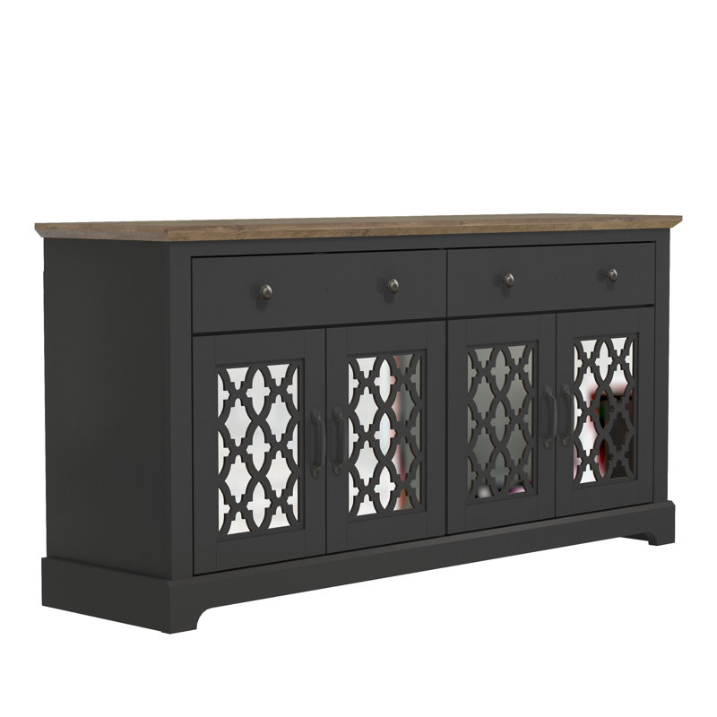Chessani 2 Drawer Sideboard, Noir / chêne noueux, Moorish