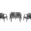 Confortable sièges d'extérieur en fer - 4 personnes, patio, pelouse, coussins moelleux au bord de la piscine et table pratique polyvalente en 4 pour les chaises de jardin rembourrées-2058180856-2058180858