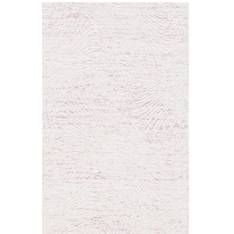 Mayreli Hand Tufted Wool Cotton with Latex Abstract Rug in Ivory/Pink, Square 6'