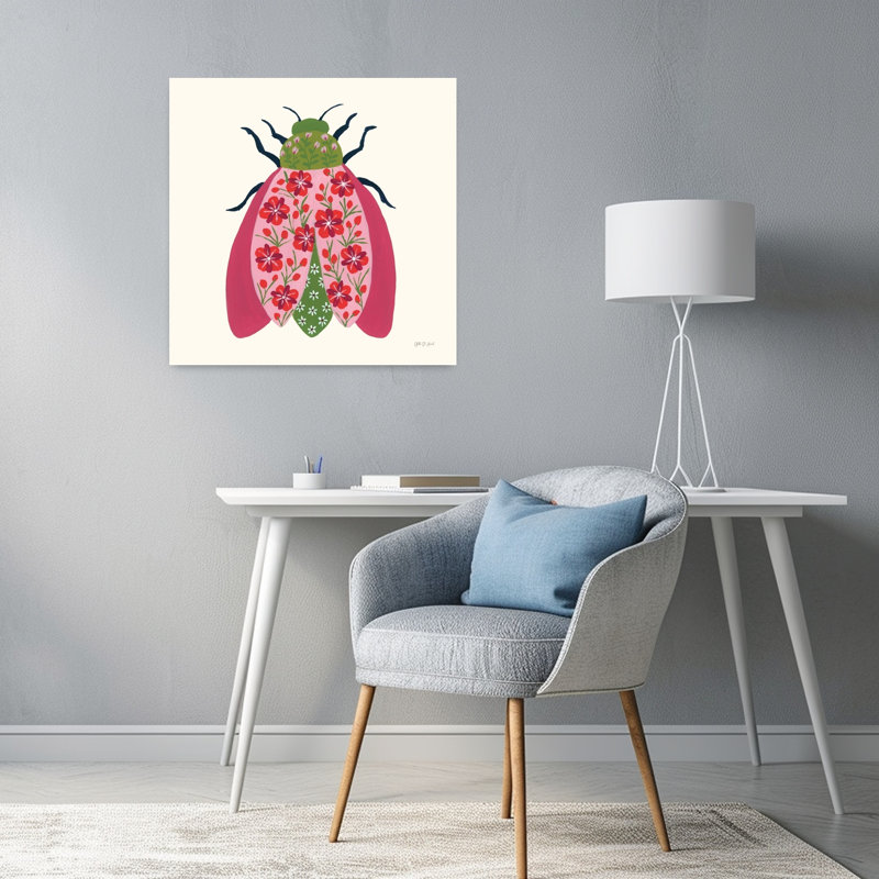 Blooming Beetle II Beetle Flower Art, 24" H x 24" W