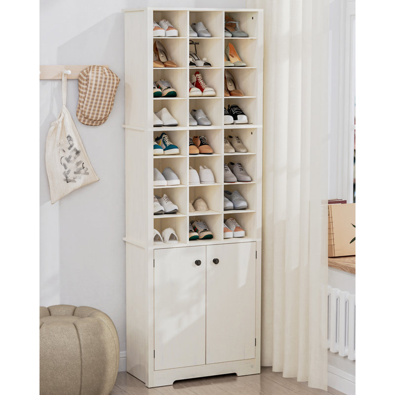 Armoire à chaussures 30 paires avec 24 casiers ouverts et armoire, étagère à chaussures verticale à 10 niveaux avec tablettes réglables pour le vestibule, chambre à coucher