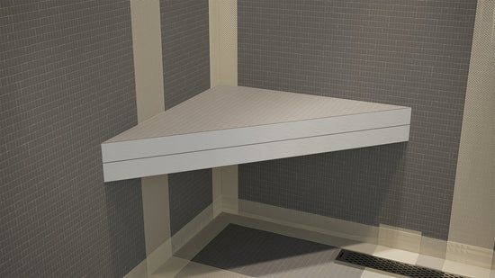24 po × 24 po × 4 po Ensemble de banc de douche en coin flottant avec support en béton Original, H 4 po x l 24 po x P 24 po