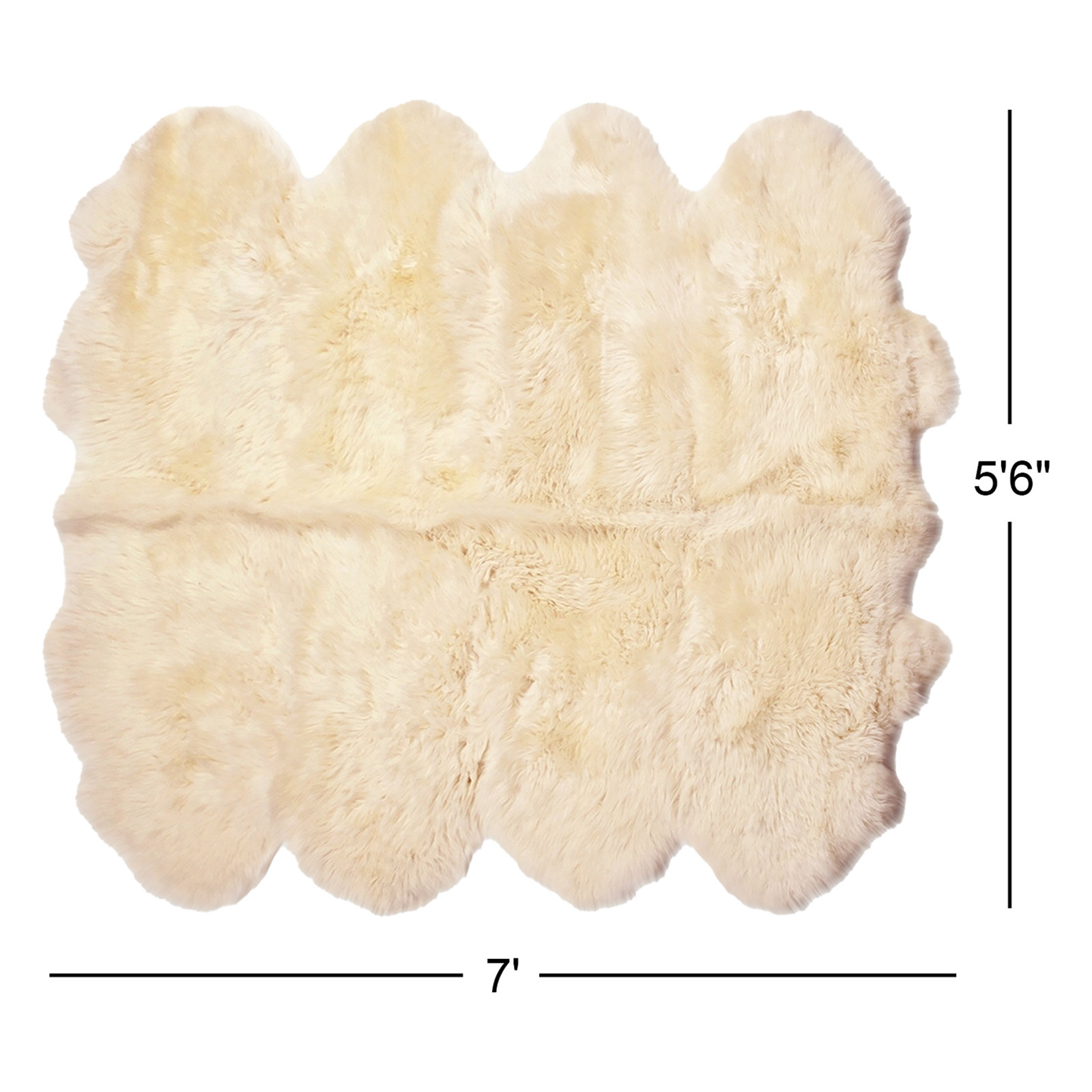 Fris Sheepskin Champagne Rug, Novelty 5'6" x 7'