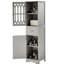 Rangement pour salle de bain à planche - Armoire autoportante grise avec tiroir, portes et tablettes réglables