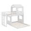 Lit superposé en bois, lit mezzanine avec maisonnette, maison de campagne, échelle et garde-corps-1026610911