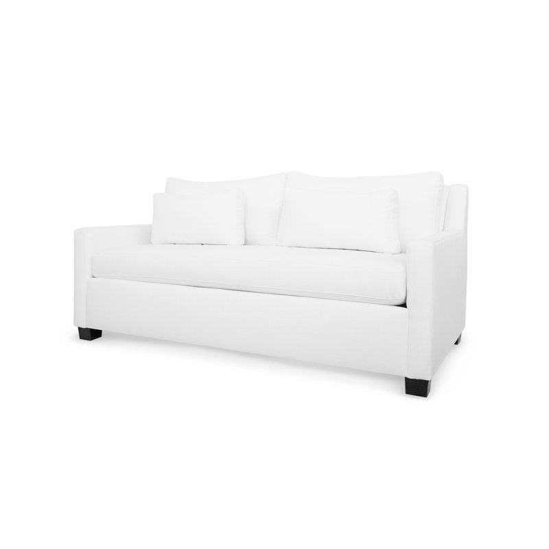 Dubuisson Upholstered 84'' Sofa, 72", Contessa Ruby, Walnut
