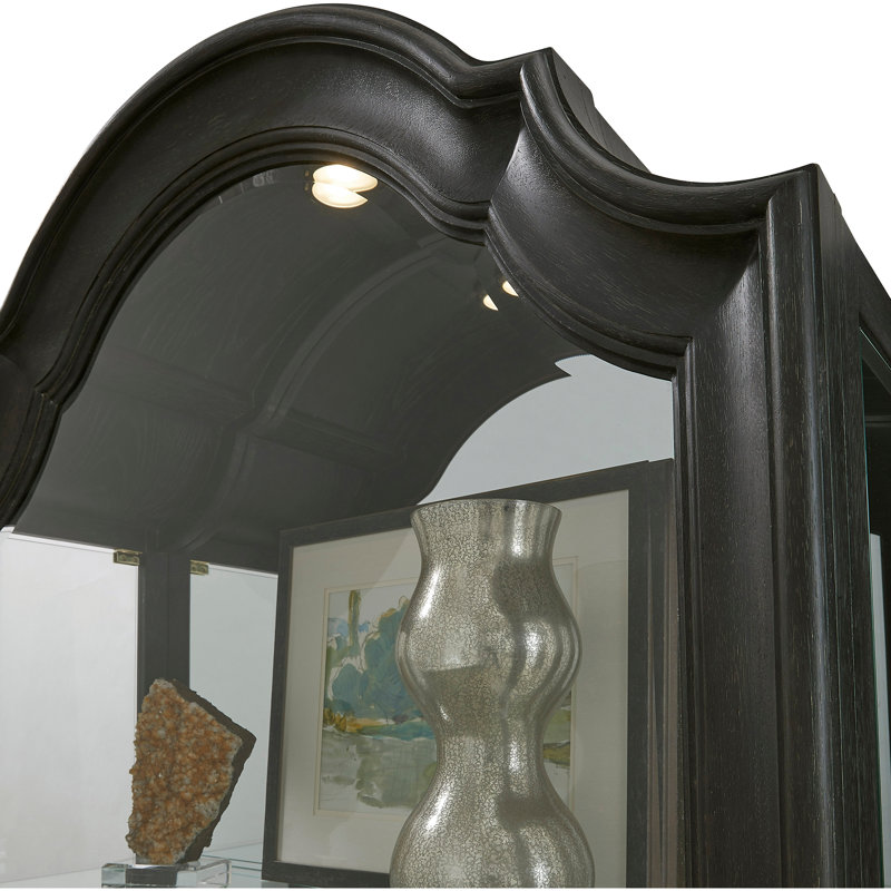 Brown Oak Lighted Side Entry Curio Cabinet