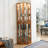 6 Shelf Corner Curio Display Cabinet With Lights, Mirrors And Adjustable Shelves-1665118778