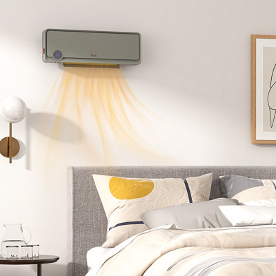 HOMCOM 2000W 6824 BTU Electric Wall Mounted Space Heater , Remote Included and with Digital Display