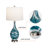 Aitkin 28" Coastal Blue Glass Table Lamp with 3-Way Dimmable Lighting and USB Port 