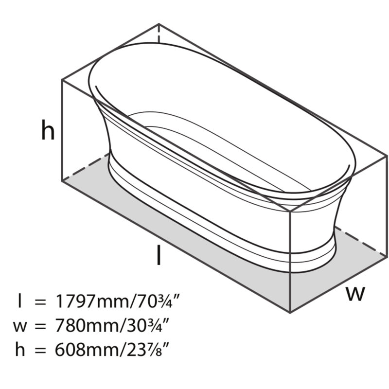 Worcester 70-3/4" x 30-3/4" Freestanding Soaking Bathtub in Volcanic Limestone with No Overflow Hole