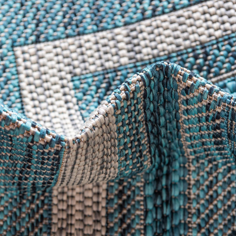 Tapis intérieur / extérieur Sevinc, Dark Teal, Tapis de couloir 2 pi x 8 pi