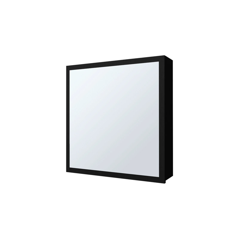 Armoire de salle de bain élégante noire avec miroir et 3 compartiments de rangement, Noir