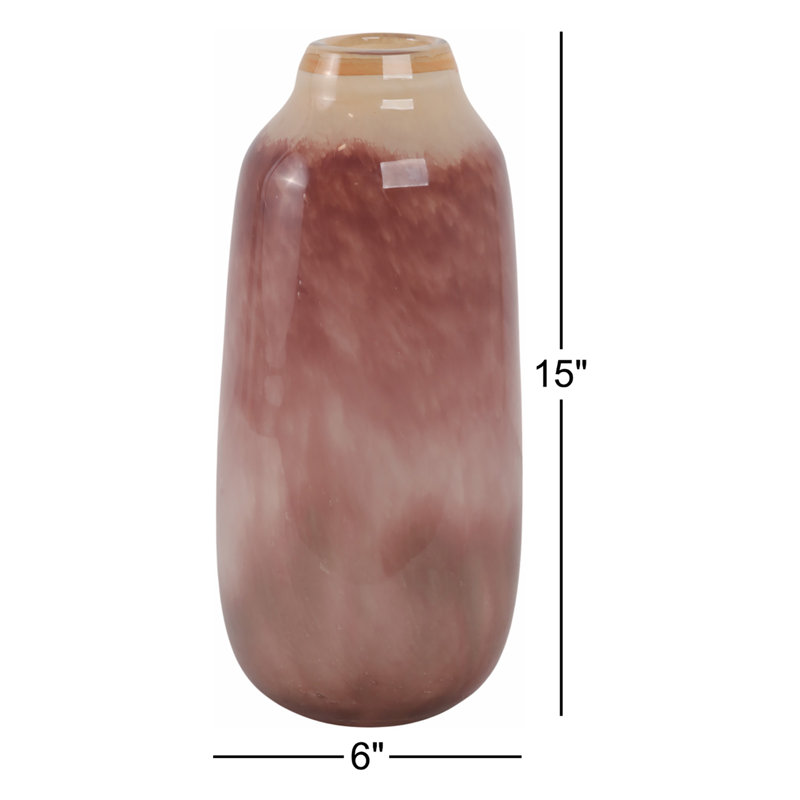 Kano Handmade Glass Table Vase, 15" H x 6" W x 6" D