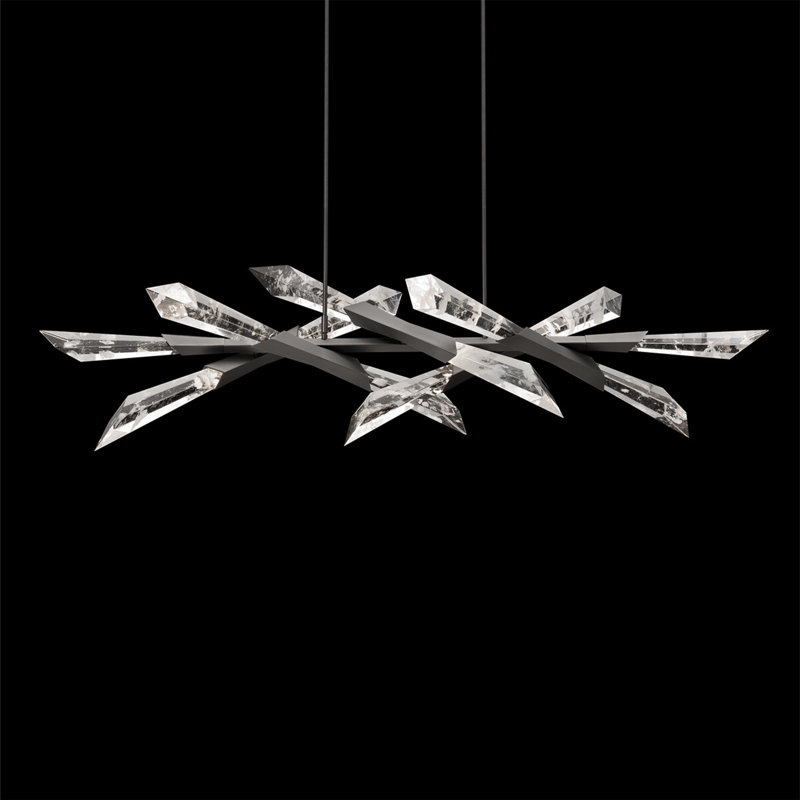 Solitude 12 Light Crystal LED Linear Pendant, Antique Nickel