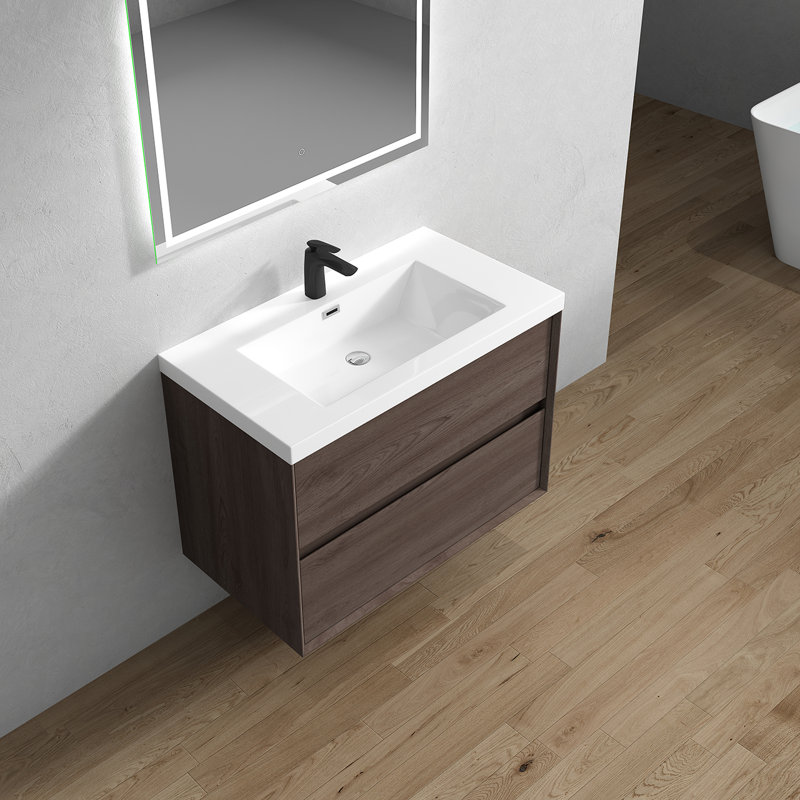 Ensemble de meuble-lavabo simple 35 po Seavy, Rouge