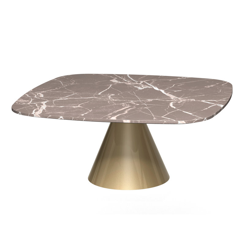 Bedminster Pedestal Coffee Table, Brown, Brass