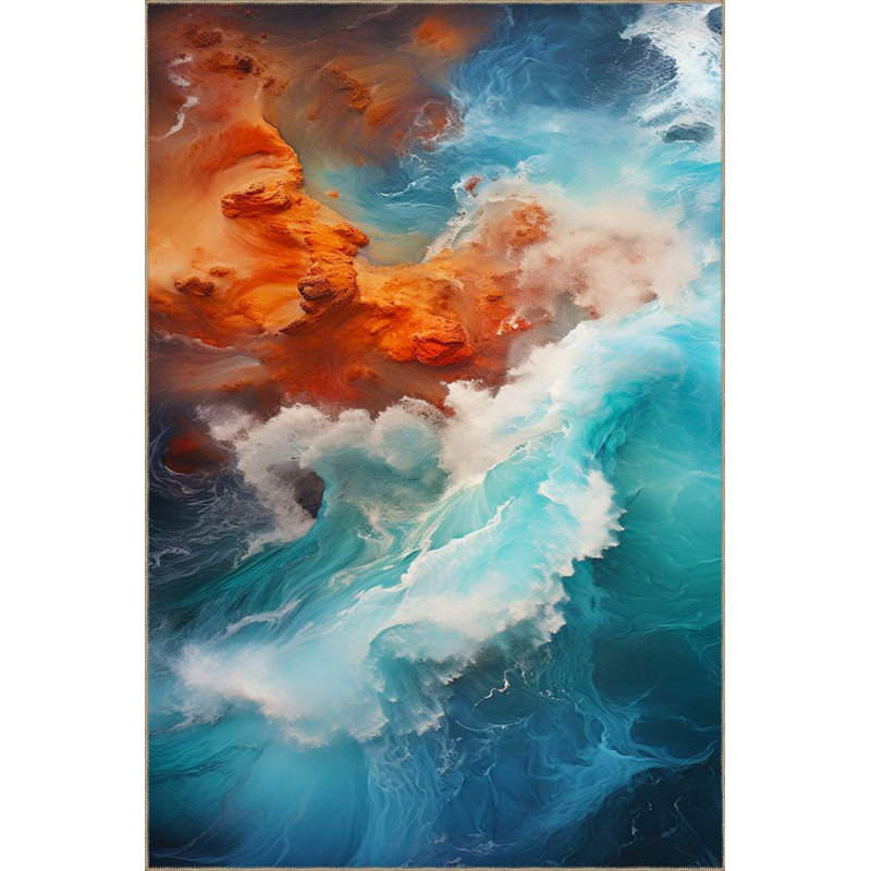 Tapis tissé à motif lavable Seashore, Sous-tapis carré 3 pi 11 po inclus