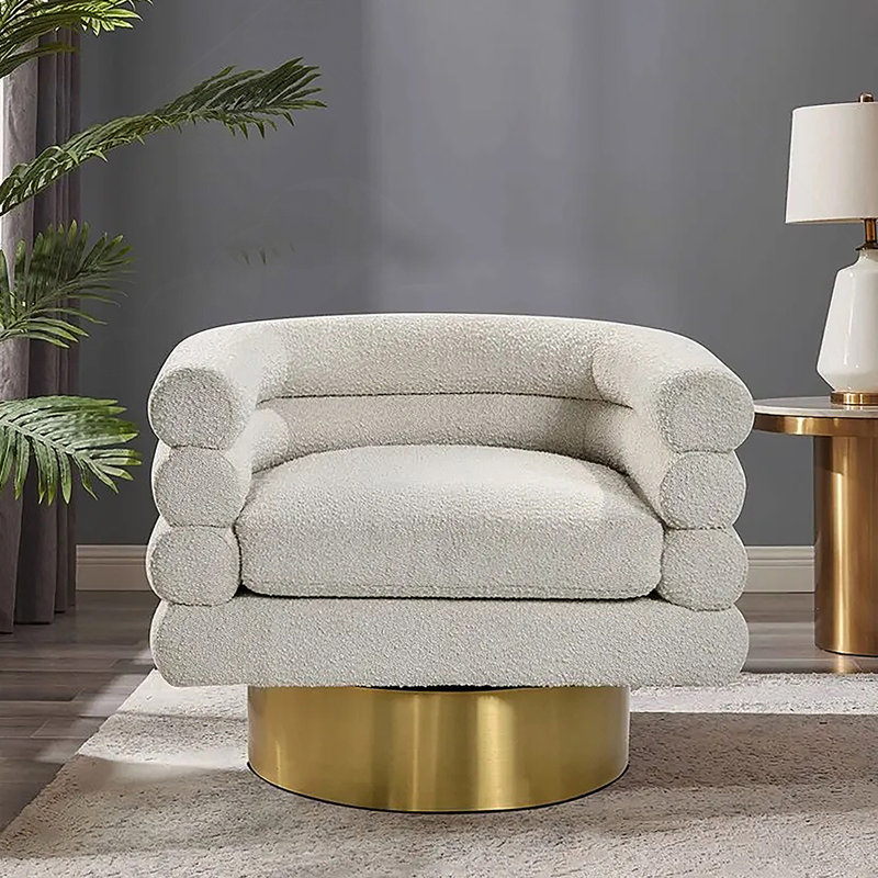 Fauteuil d'appoint pivotant Modern Boucle, Crème