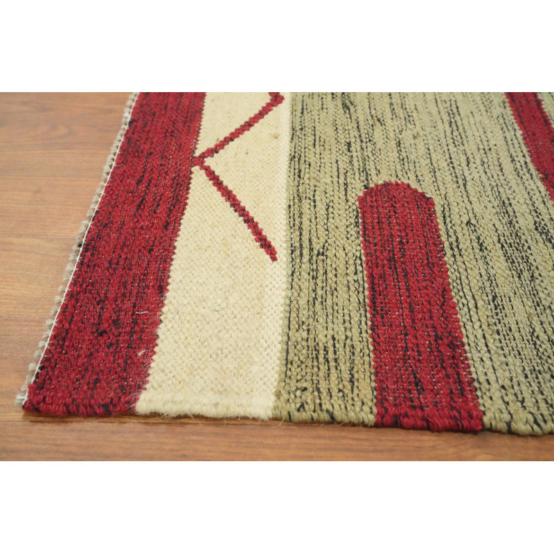 Tapis kilim en laine tissé à plat 8 x 13