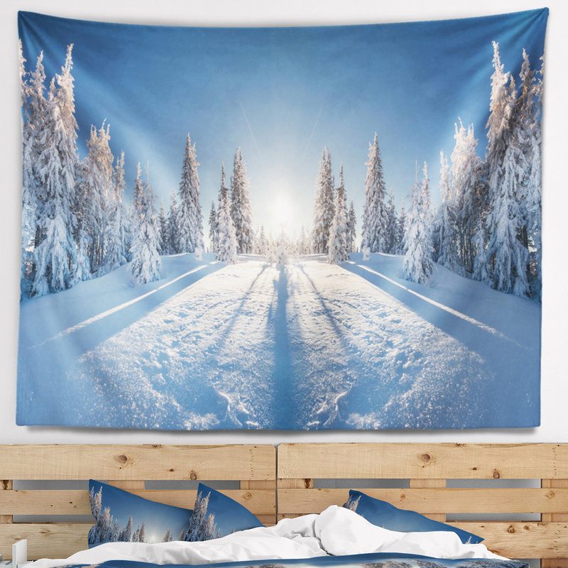 Tapisserie paysage paysage majestueux blanc, H 32 po x l 39 po