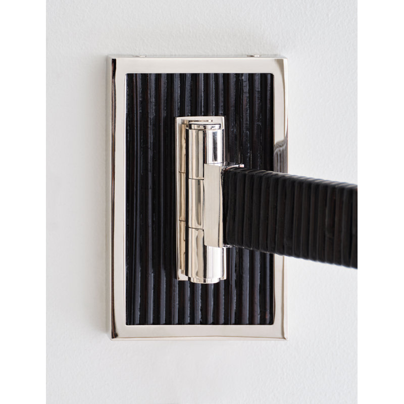 Suzanne Kasler Elle Swing Arm Sconce, Polished Nickel/Black Rattan