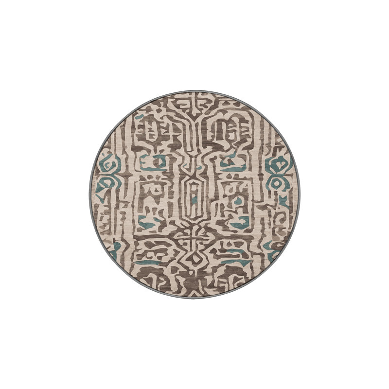 Machine Washable Gray Area Rug, Round 6'