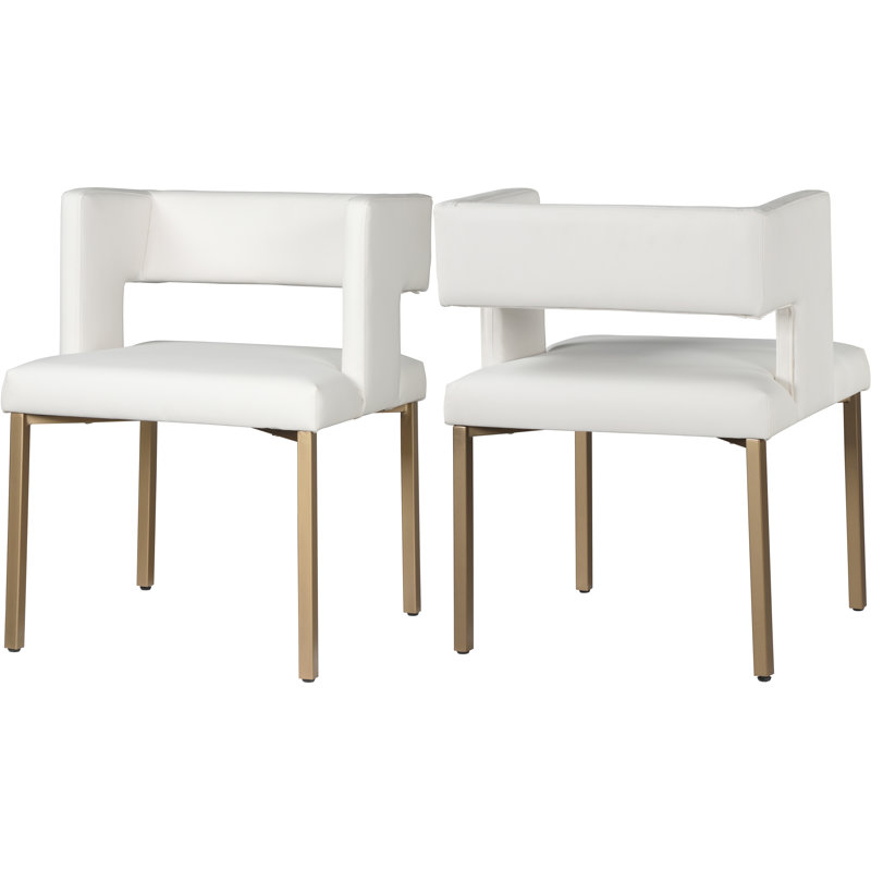 White Faux Leather Dining Chair with Gold Legs